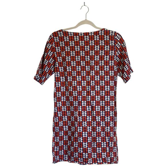 ORLA KIELY x Uniqlo Tunic Top Mini Dress Blue Orange White Geometric Size Medium - Picture 2 of 5